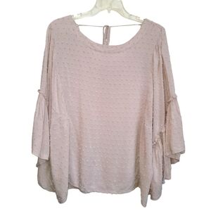 XXL / 2X Maurices Swiss Dot Lightweight Ruffle Bell Sleeve Blouse